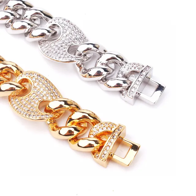 Silver and Gold Pave Crystal Curb-Link Bracelets 3