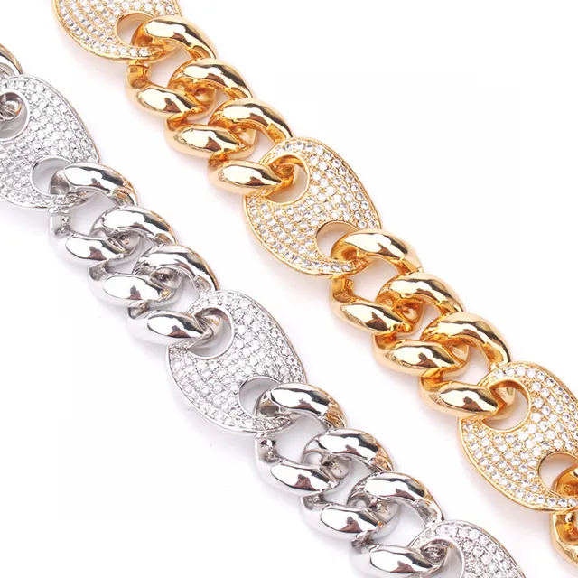 Silver and Gold Pave Crystal Curb-Link Bracelets 4