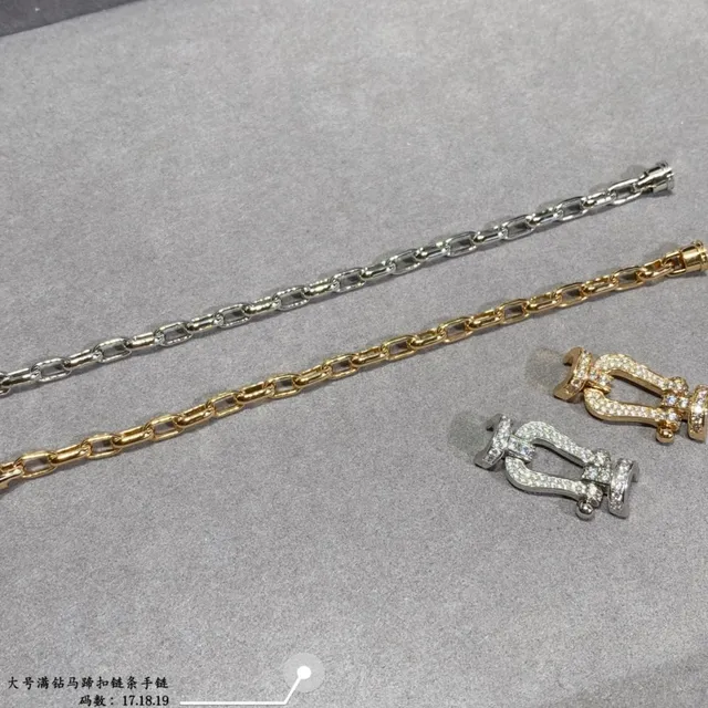 Silver and Gold Pavé Lyre Clasp Chain Bracelets 2