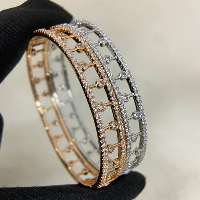 Silver and Gold Tone Pavé Bezel-Set Geometric Bangle Bracelets 6