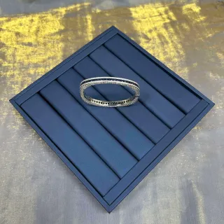 Pulsera Plata Azul Multi-Fila Pavé Channel-Set Piedras Rectangulares