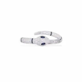 Pulsera de plata con motivo de serpiente pavé-set de piedras azules