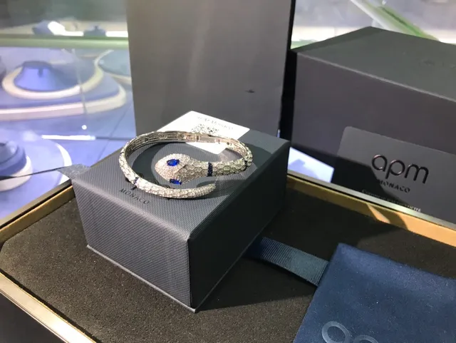Silver Blue Snake Motif Pavé-Set Stones Bracelet 6