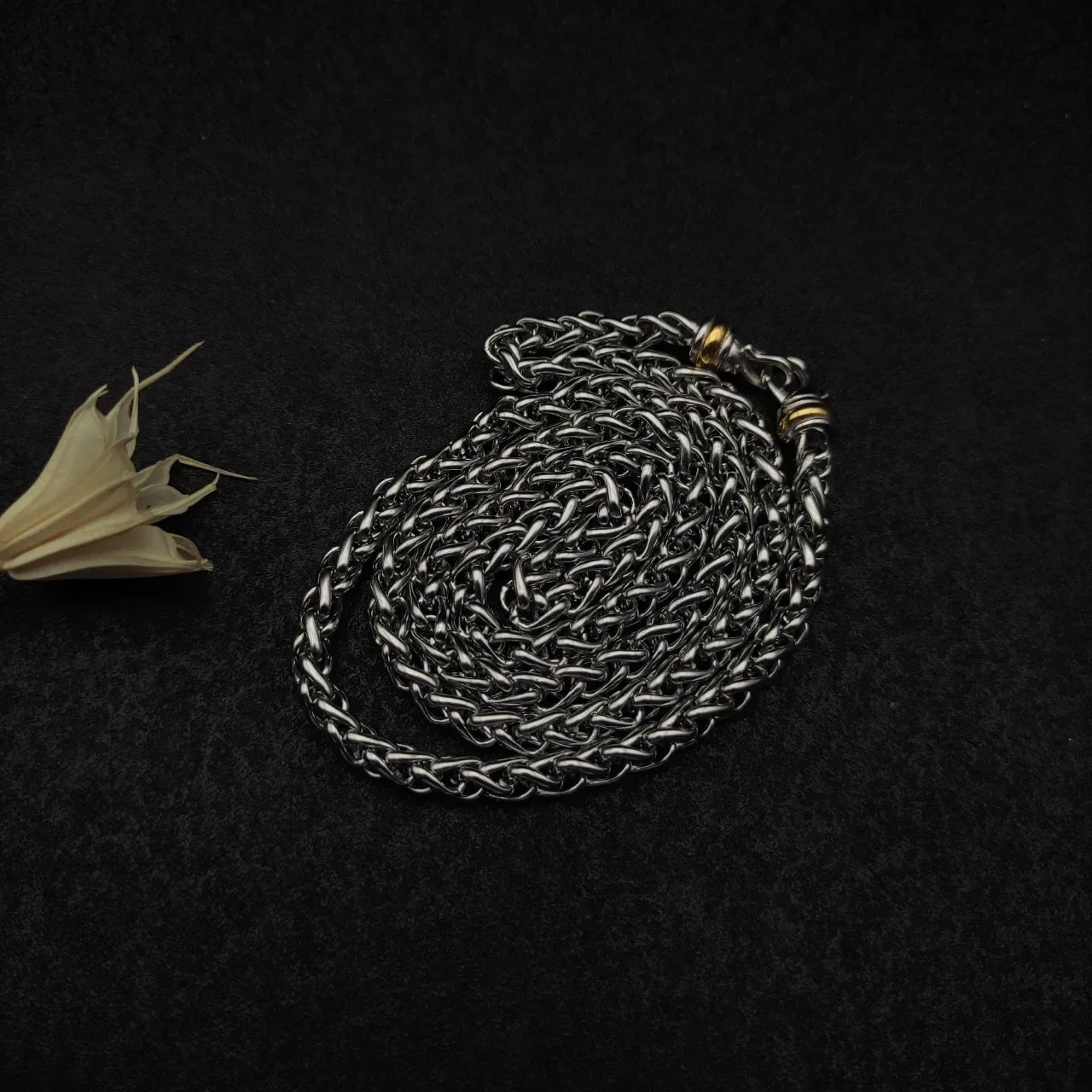 Silver Gold Braided Link Chain Metal Necklace 8