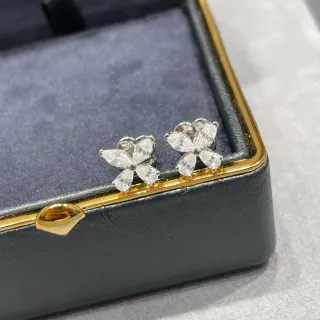 Silver Gold Flower-Shaped Petal-Cut Stones Earrings
