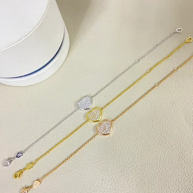Silver Gold Heart-Shaped Pave-Set Necklace 2