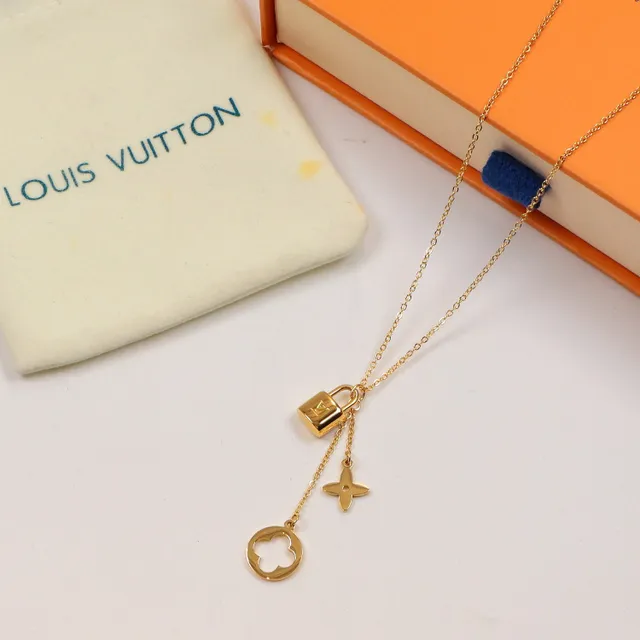 Silver Gold Lock-and-Key Pendant Four-Leaf Clover Charm Necklace 4