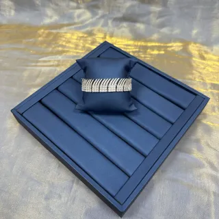 Pulseira de prata azul marinho multi-linha Pavé estilo punho rígido