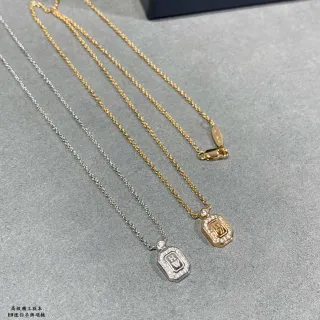 Collares con dije octagonal pavé tono plateado y tono dorado