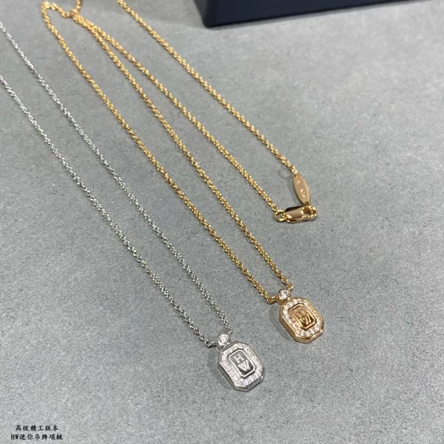 Silver-Tone and Gold-Tone Octagonal Pavé Pendant Necklaces 1