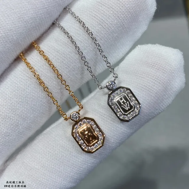 Silver-Tone and Gold-Tone Octagonal Pavé Pendant Necklaces 3