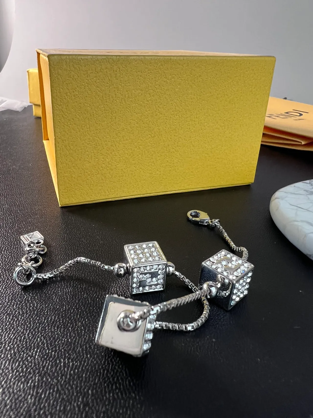 Silver-Tone Cubic Crystal Pave Charm Bracelet 3