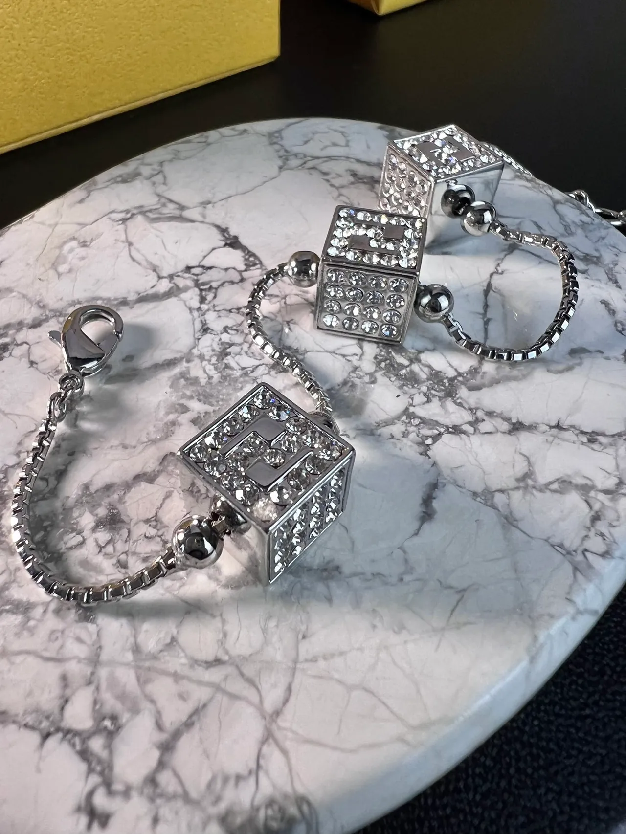 Silver-Tone Cubic Crystal Pave Charm Bracelet 5
