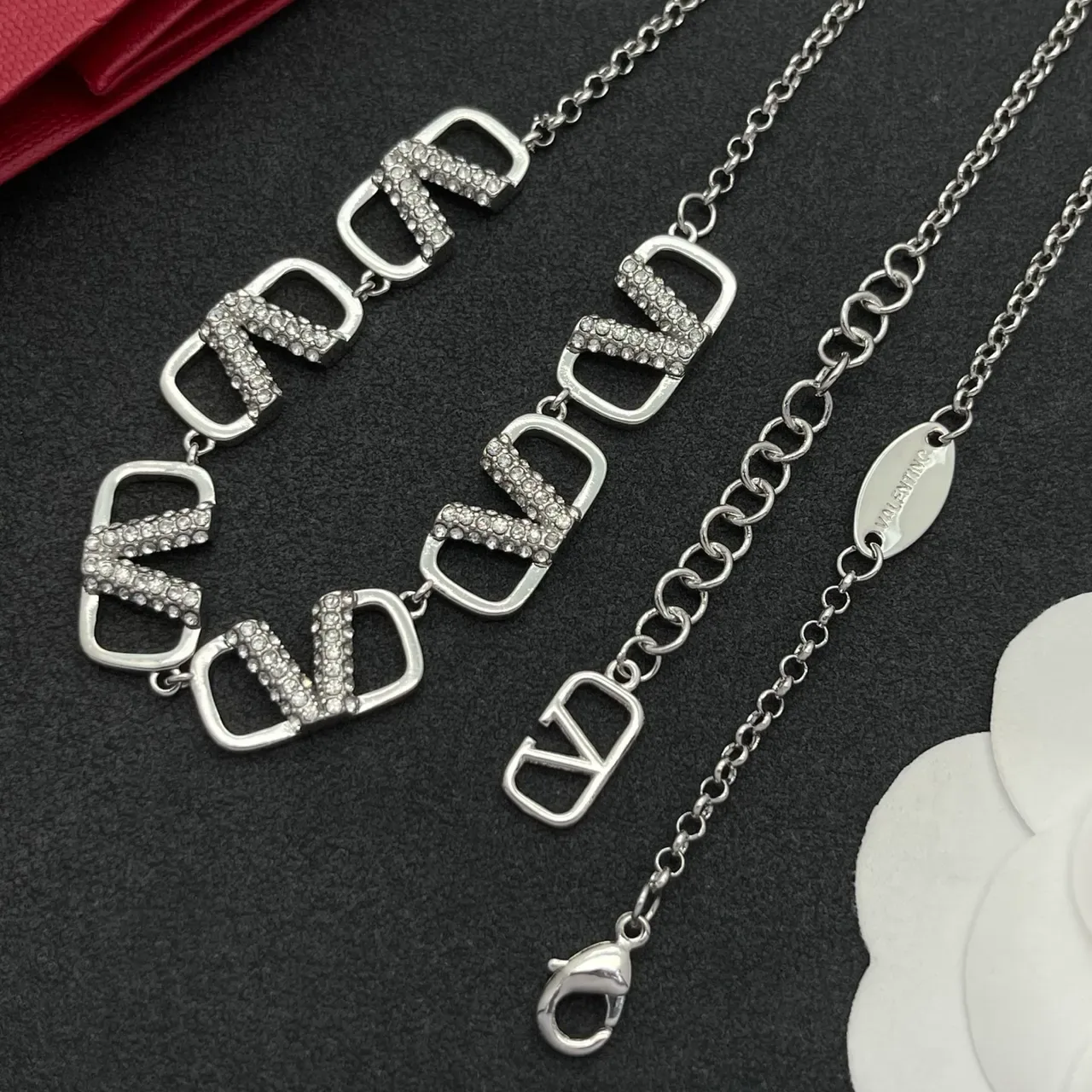 Silver-Tone Geometric Pavé Crystal Link Necklace 5