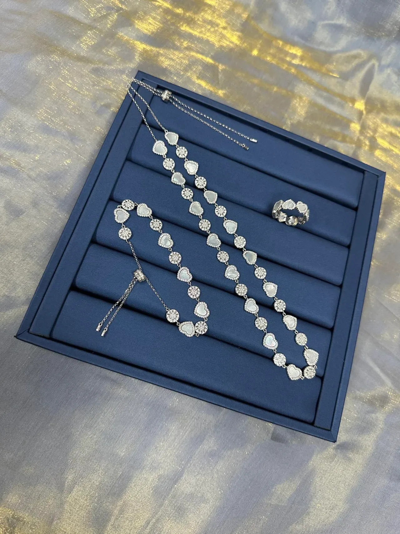 Silver-Tone Heart and Pavé Crystal Link Necklace 3