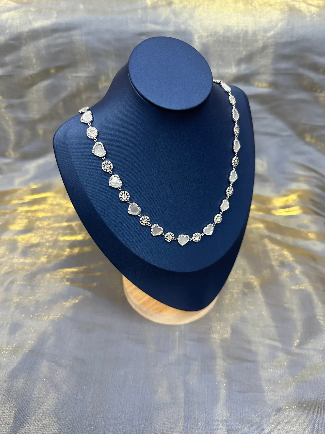 Silver-Tone Heart and Pavé Crystal Link Necklace 5