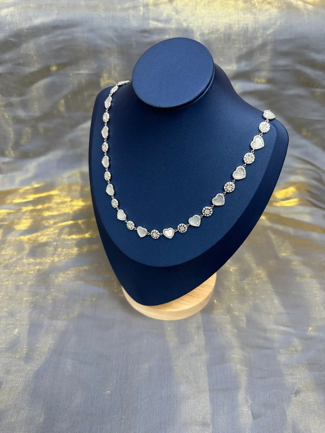 Silver-Tone Heart and Pavé Crystal Link Necklace 6