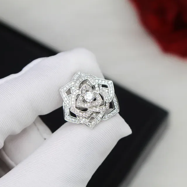 Silver-Tone Layered Floral Pavé Crystal Stud Earrings 9
