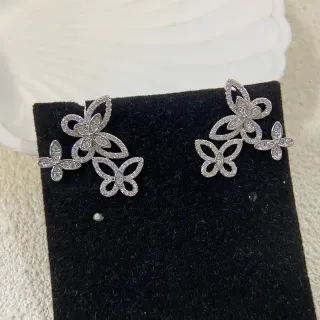Silver-Tone Pavé Crystal Butterfly Motif Stud Earrings