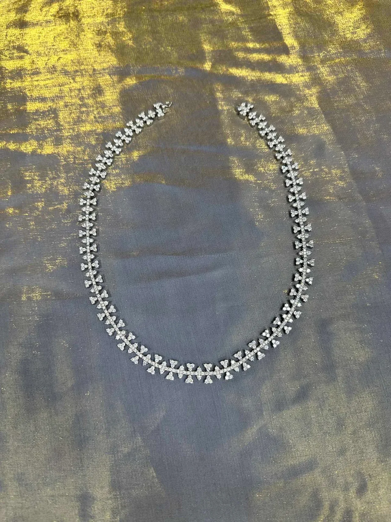 Silver-Tone Pavé Floral Motif Crystal Necklace 5