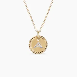 Silver-Tone Rope-Edge Initial A Pendant Necklace 2