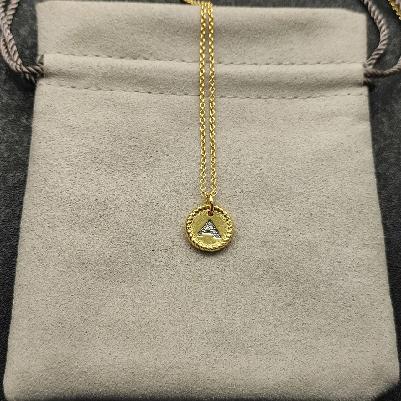 Silver-Tone Rope-Edge Initial A Pendant Necklace 4
