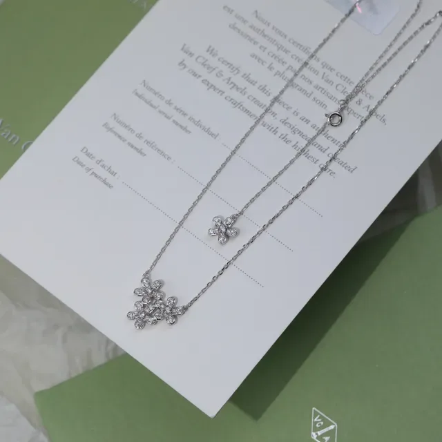 Silver White Floral Motif Pavé Crystal Necklace 4