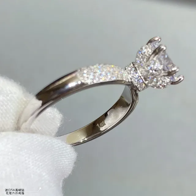Six-Prong Solitaire Pavé Band Ring 4