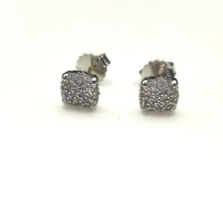 Square Pavé-Set Stud Earrings