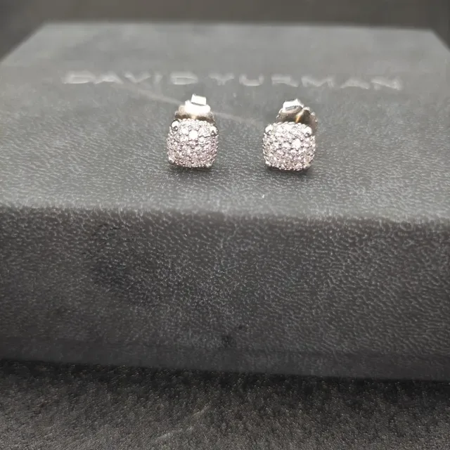 Square Pavé-Set Stud Earrings 2