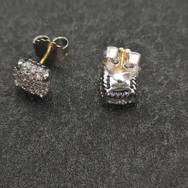 Square Pavé-Set Stud Earrings 4