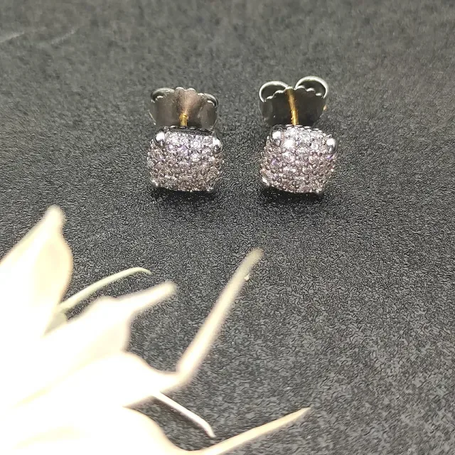 Square Pavé-Set Stud Earrings 8