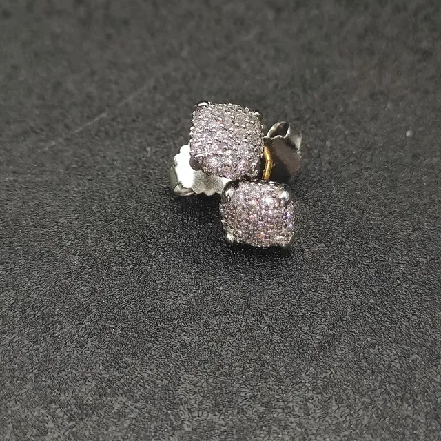 Square Pavé-Set Stud Earrings 9