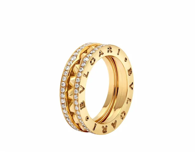 Stackable Pavé-Set Quilted Chevron Band Rings 2