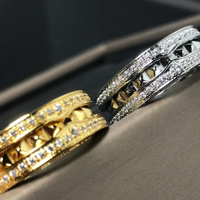 Stackable Pavé-Set Quilted Chevron Band Rings 6