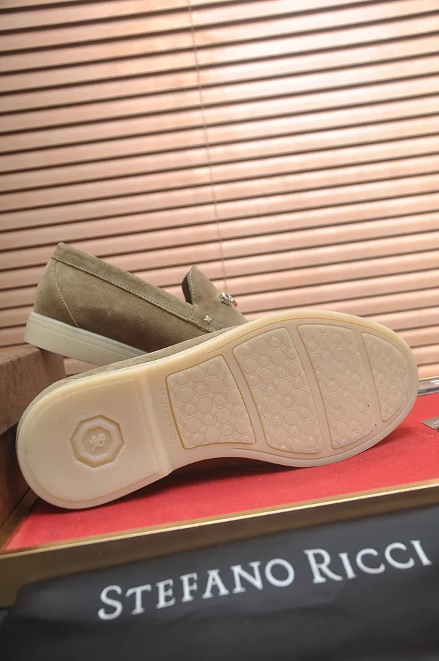 Stefano Ricci Mocassins en Daim Vert Beige avec Boucle Horsebit 3