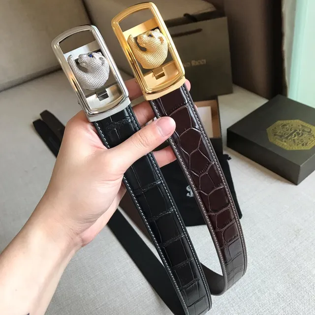 Stefano Ricci Panther Motif Brown Crocodile Leather Belt 2
