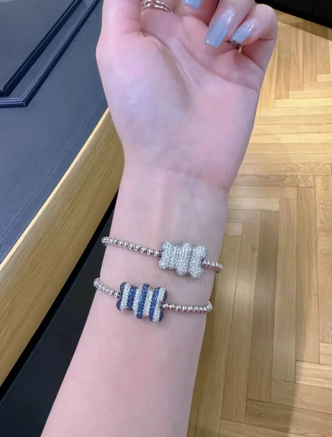 Striped Pavé Centerpiece Silver-Tone Bracelet 3