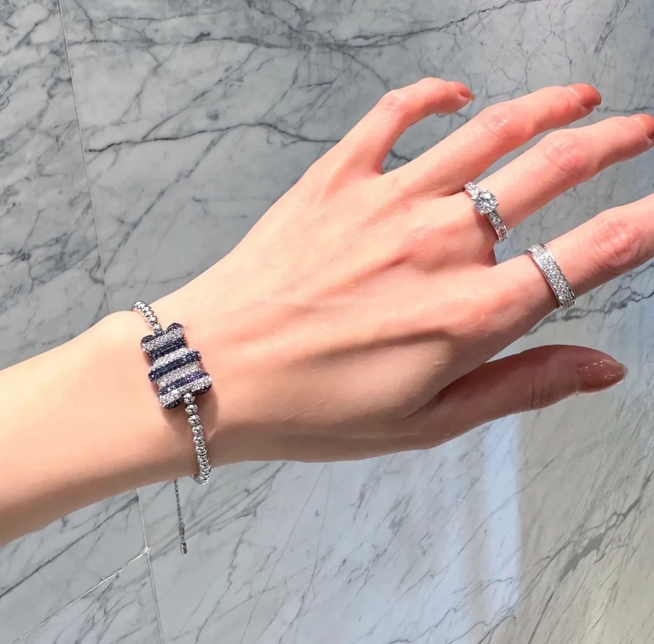 Striped Pavé Centerpiece Silver-Tone Bracelet 4