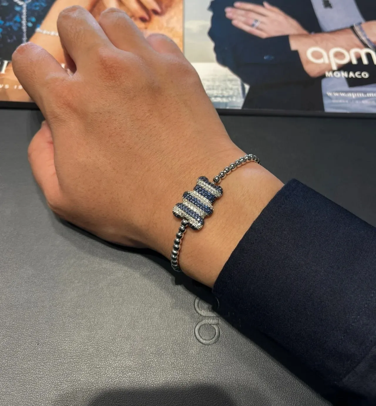 Striped Pavé Centerpiece Silver-Tone Bracelet 5