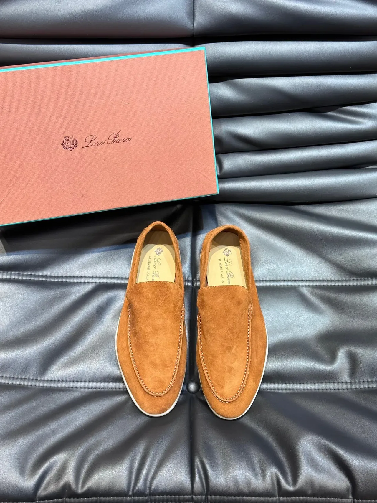 Tan Suede Moc-Toe Slip-On Loafers 2