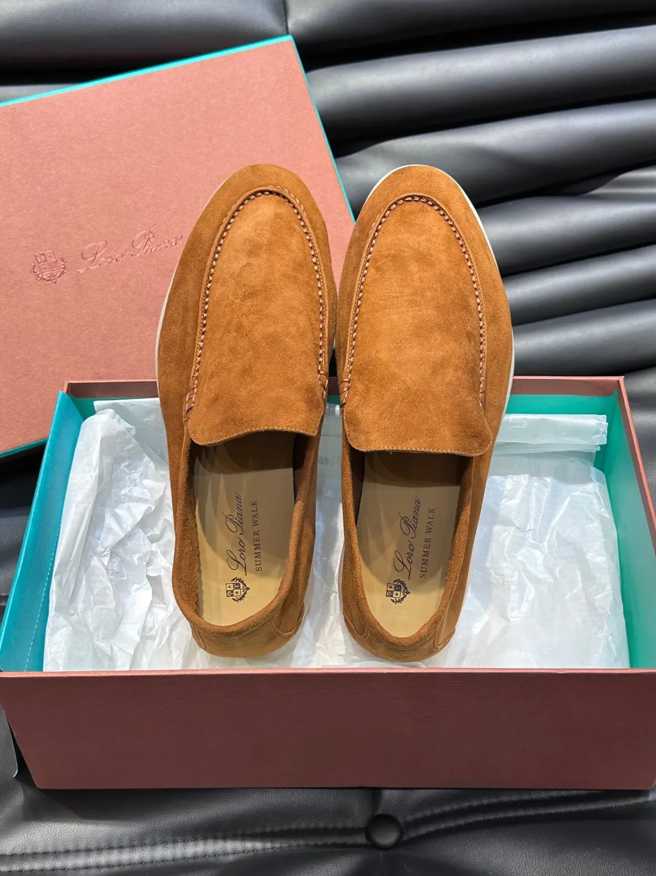 Tan Suede Moc-Toe Slip-On Loafers 4