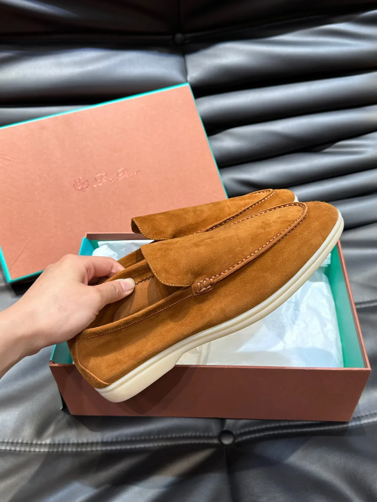 Tan Suede Moc-Toe Slip-On Loafers 5