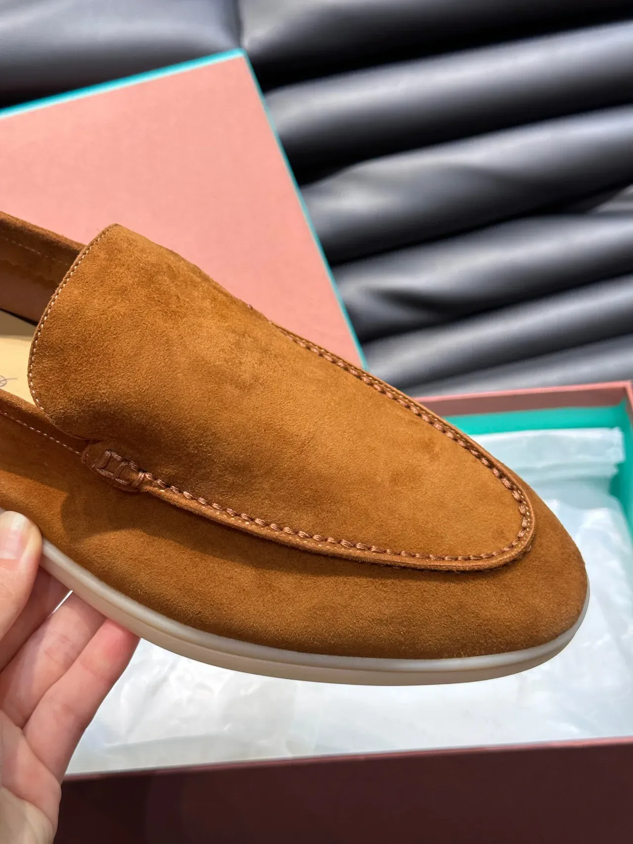 Tan Suede Moc-Toe Slip-On Loafers 6