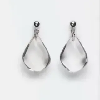 Teardrop Faceted Clear Pendant Silver-Tone Drop Earrings