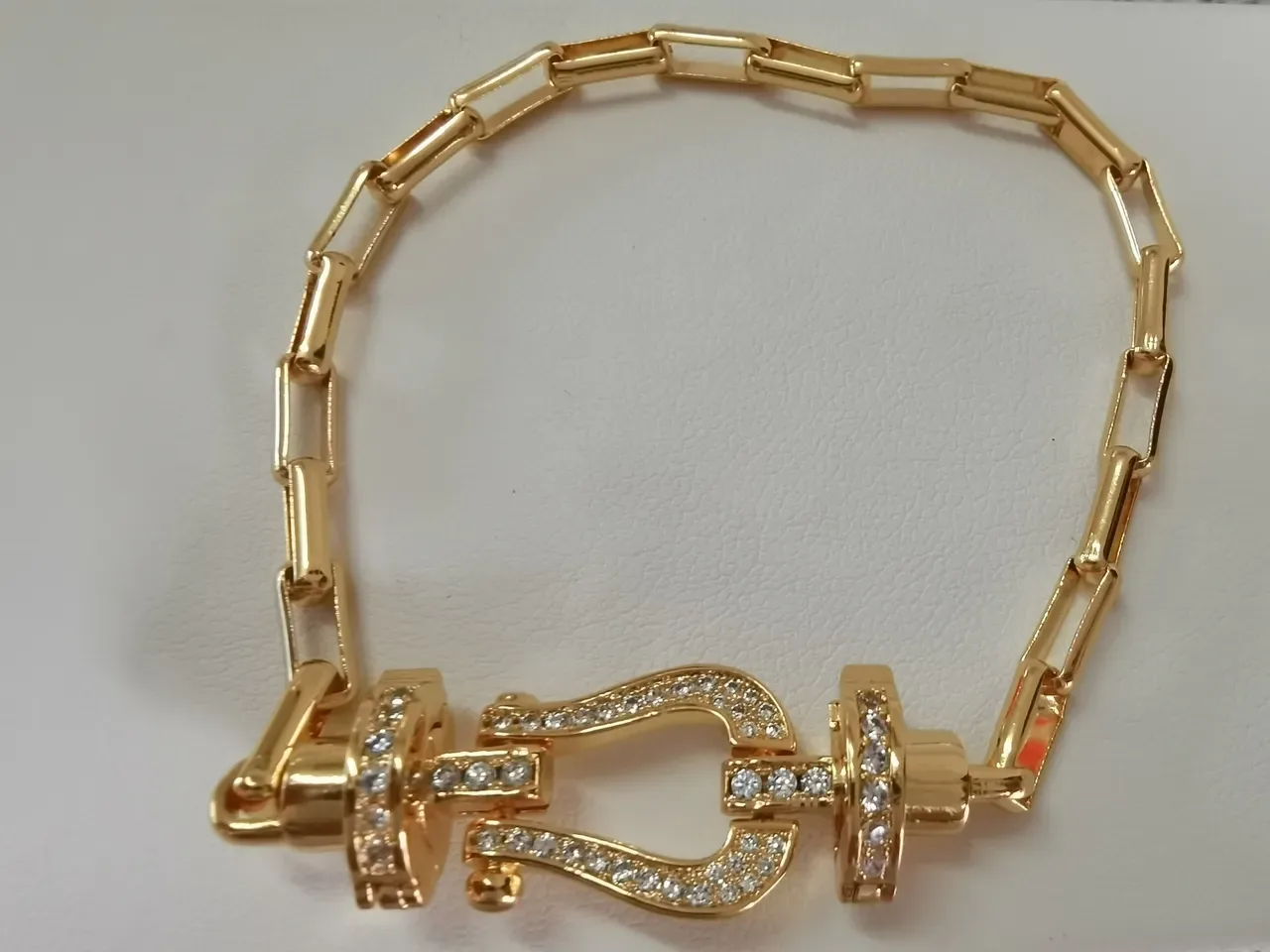 Three-Tone Lyre Clasp Link Chain Bracelets 8