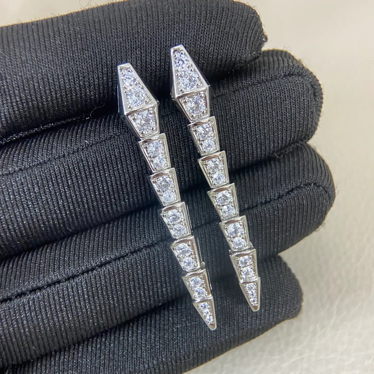Tri-Tone Spiked Pavé Earrings 3