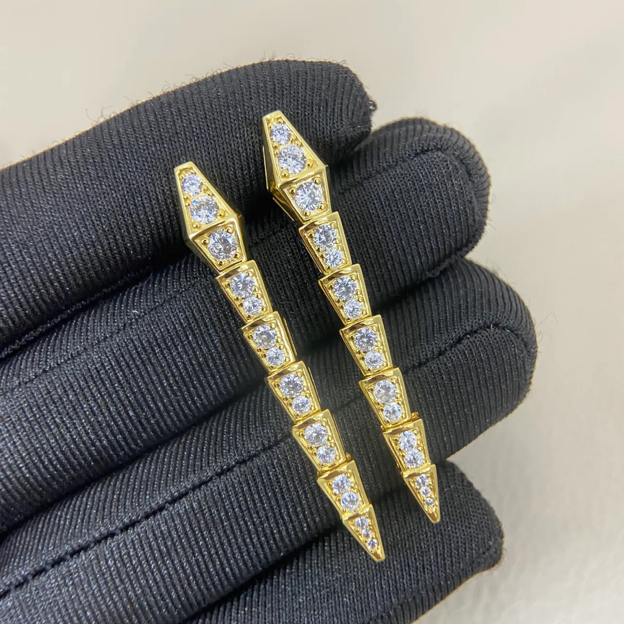 Tri-Tone Spiked Pavé Earrings 4