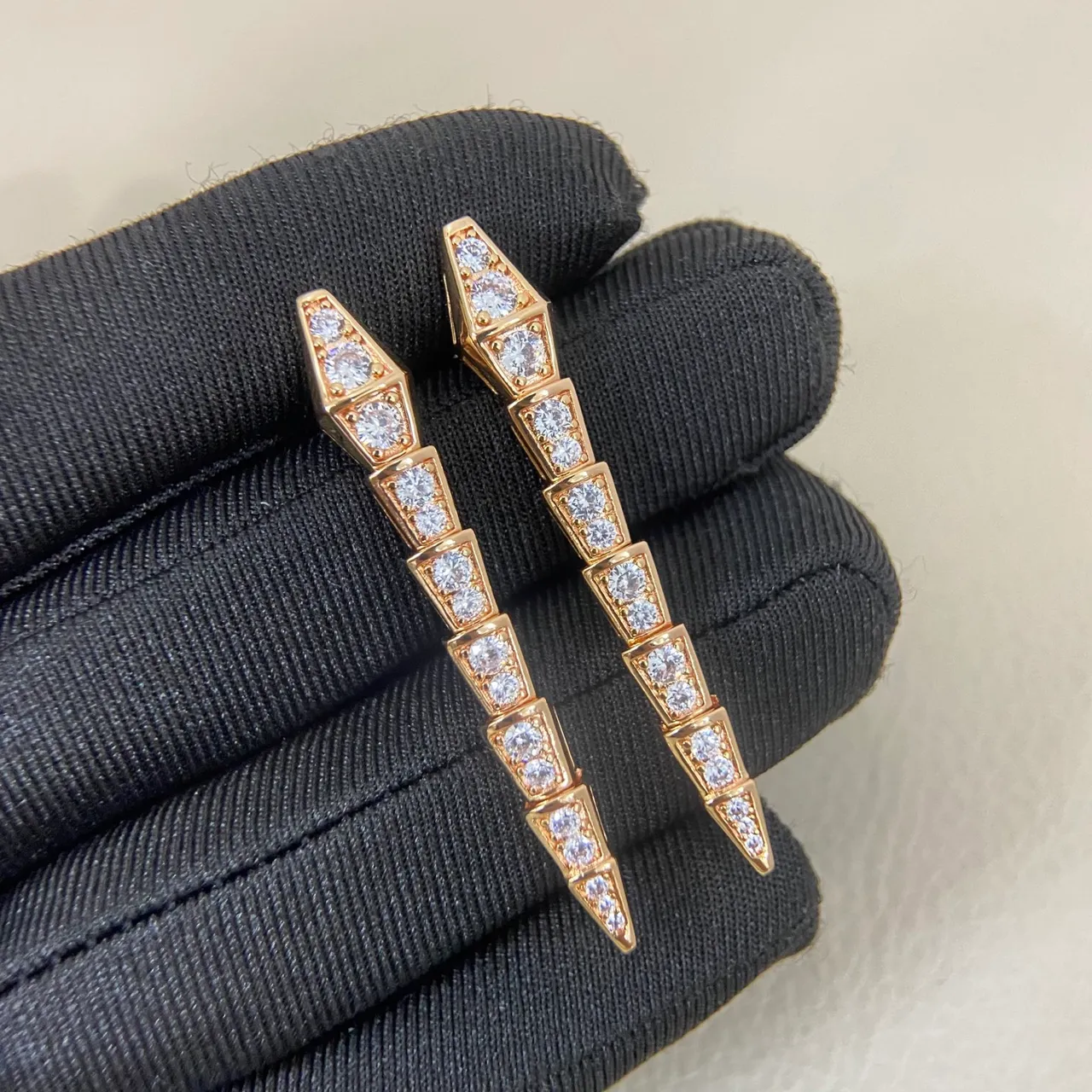 Tri-Tone Spiked Pavé Earrings 5