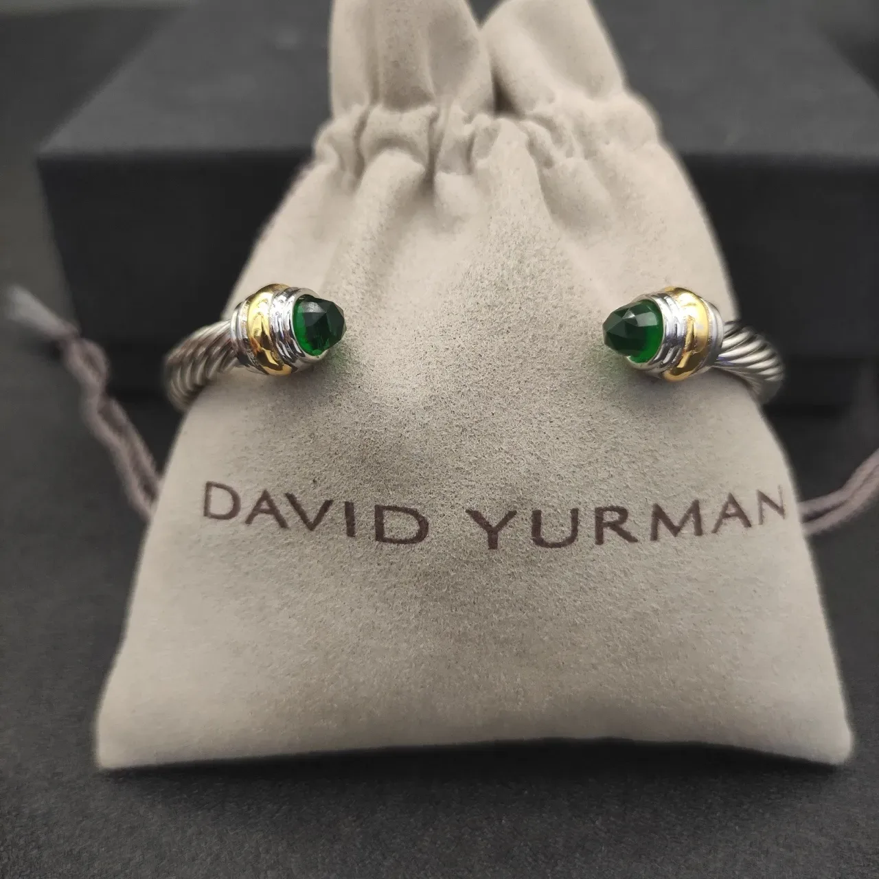 Twisted Cable Gemstone-Tipped Two-Tone Bracelet 2